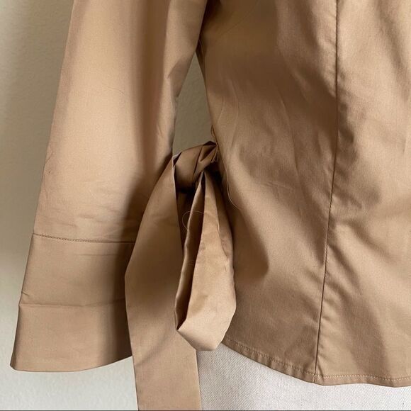Express Sateen Wrap Top, Tan, Size 1/2 - Picture 2 of 9